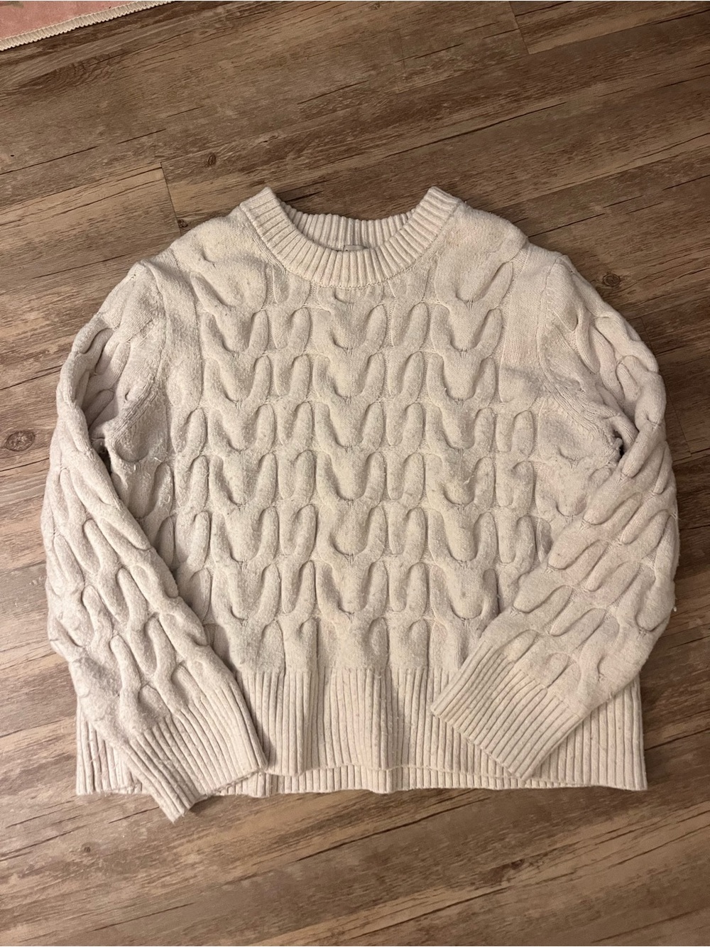 Women’s Cream Cable Knit Sweater - Classic Crewneck